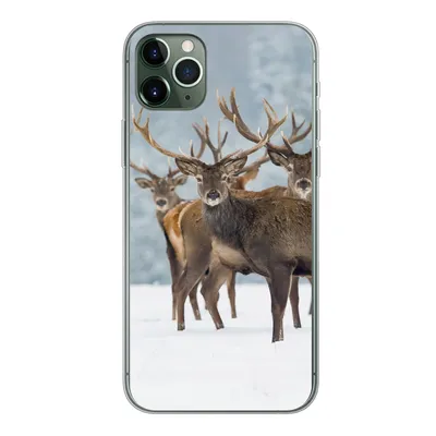 Produktbild von MuchoWow® Handyhülle Schutzhülle Hülle für iPhone 11 Pro Max Hirsche - Tiere - Schnee - Winter - Landschaft - Natur Silikon Softcase Handy Hülle - Schutz