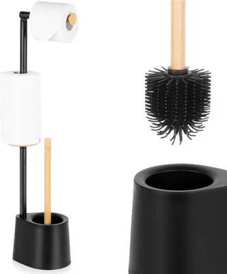 Produktbild von Vilde | WC-Garnitur mit Halter - 66 cm - Schwarz - Toilettenpapierhalter - WC-Bürstenbehälter - Modernes Design