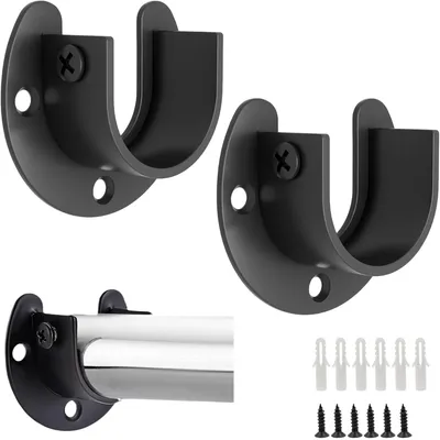 Productafbeelding van Kledingstangen houder kast 32 mm - Set van 2 - Kledingstanghouder - Zwart