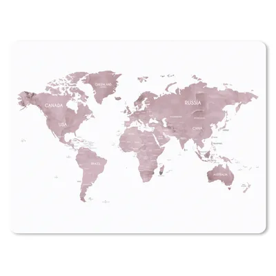 Produktbild von MuchoWow® Mauspad Mousepad Weltkarte - Rosa - Design 40x30 cm - Mousepads - Maus Mat - Pad - Mausunterlage - Anti Rutsch