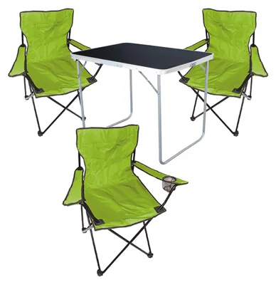 4-tlg Camping Set Campingtisch 3 Campingstuhl Klappstuhl Limegrün