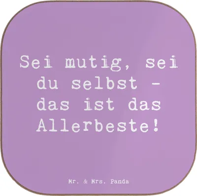 Produktbild von Mr. & Mrs. Panda Untersetzer für Gläser Spruch Mutig zu sich selbst stehen - Lavendeltraum - Geschenk, Tassen, Authentizität, Selbstbewusstsein, gläseruntersetzer, Trost