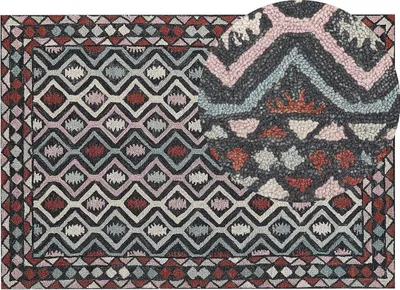 Obrázek produktu pro BELIANI Koberec vícebarevný vlněný 160 x 230 cm s geometrickým orientálním vzorem ručně vyšívaný ložnice obývák