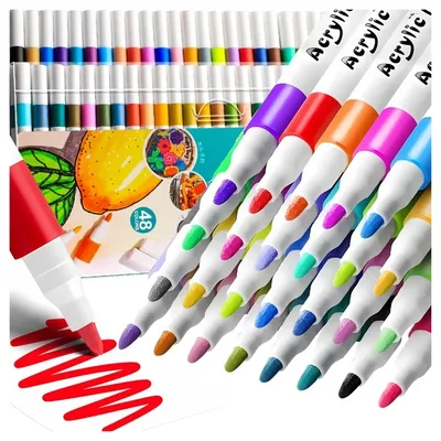 Produktbild von Artistique Acrylmarker Set 48 Stück – Wasserfeste Stifte für Stein, Stoff & Holz – Hochpigmentierte Farben für Kunst, DIY & kreative Projekte