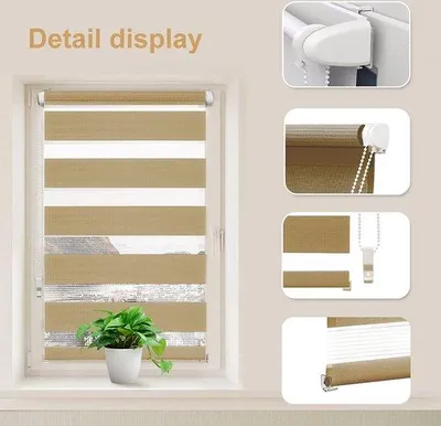 Immagine prodotto di Tenda a rullo Famanu a doppio strato con sistema di fissaggio a clip, colore sabbia, traslucida e oscurante, dimensioni 55 x 150 cm