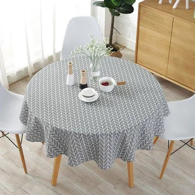 Imagen del producto de Manteles nórdicos grises - Cubre manteles - Manteles para exteriores - Manteles redondos - Paño decorativo para picnics en casa