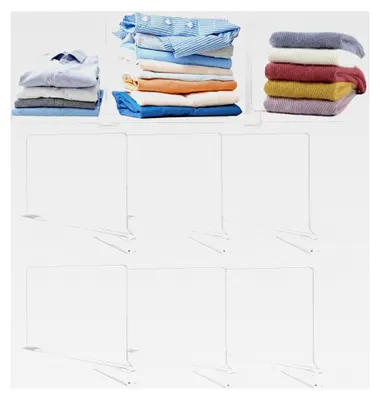 Produktbild von Acryl Regaltrenner, 6 Stück Transparente Multifunktionale Regalteiler, Verstellbarer Regaltrennwand für Kleiderschrank, Küche und Organisation - 30x20 cm