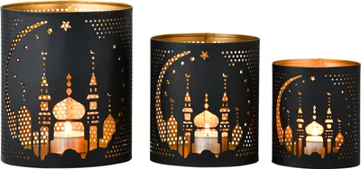 Immagine prodotto di set di 3 portacandele musulmani Ramazan 14 cm
