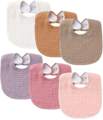 Obrázok produktu pre Bryndáky pre bábätká, 6 kusov, bavlna, mäkké, savé, priedušné, unisex pre chlapcov a dievčatá