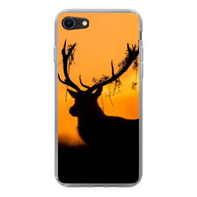 Produktbild von MuchoWow® Handyhülle Schutzhülle Hülle für iPhone 8 Hirsch - Orange - Scherenschnitt - Tiere - Natur Silikon Softcase Handy Hülle - Schutzhaube