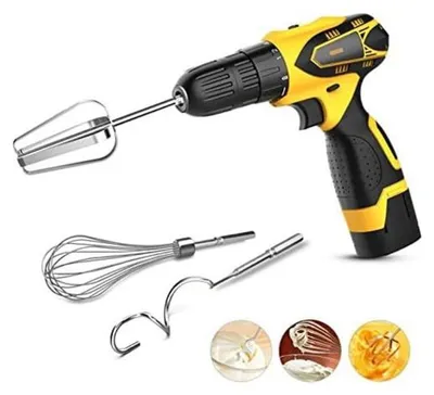 Produktbild von 3Pcs Handmixer Zubeh?rset Fš¹r Bohrmaschine,Tragbarer Elektrisch,Inklusive Schneebesen,Knethaken,Rš¹hrbesen,Handru?Hrgera?T Fš¹r Kuchen-Sahn Eiwei?, aus Edelstahl