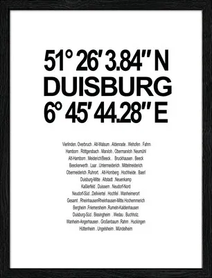 Produktbild von Gerahmtes Bild Duisburg Koordinaten 33x43 cm