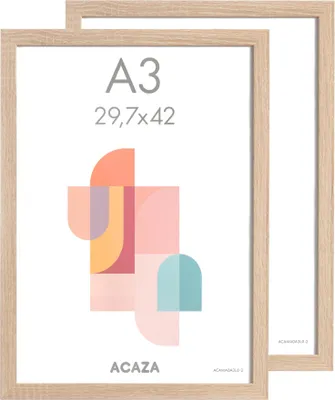 Produktbild von Set mit 2 Bilderrahmen – A3-Format – Fotorahmen aus MDF-Holz – Hell-Eiche
