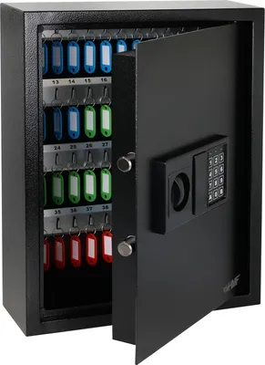 Produktbild von Schlüsseltresor mit Elektronikschloss & 71 Haken, 46 x 36 x 12 cm, HMF, Schwarz