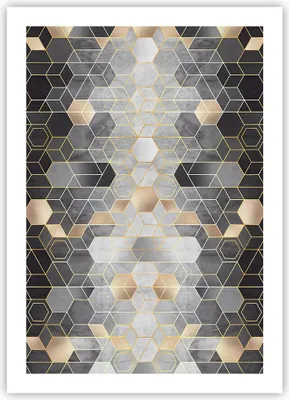 Produktbild von Poster - Poster ohne Rahmen - Geometrisch Abstraktion Sechsecke - 50x70 cm - Wand Bild - Wanddeko - Wandbilder - Kunstposter - Wandposter - Bilder - Kunstdruck - Wanddekoration - P2XPA50x70-4776