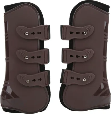 Image de 2 paires de protège-jambes pour chevaux Bottes de protection des jambes en néoprènePolyuréthanepour l'équitation et le sautPaire marron L