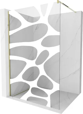 Produktbild von Mexen Kioto Duschwand 110 x 200 cm, Transparent/Weißes Design 8 mm, Gold - 800-110-101-50-97