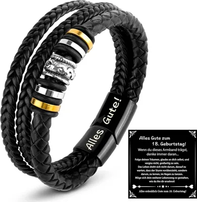 Image de Cadeau 18 anniversaire garçon bracelet cuir homme cool idée cadeau 20cm fermeture magnétique