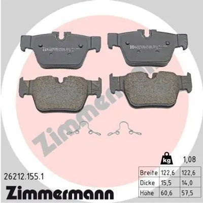 Produktbild von ZIMMERMANN Bremsbeläge Satz Hinten Bremsklötze für BMW 1 Schrägheck (F40) 26212.155.1