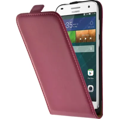 Produktbild von PhoneNatic Kunst-Lederhülle kompatibel mit Huawei Ascend G7 - Flip-Case pink + 2 Schutzfolien