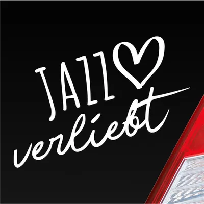Produktbild von Auto Aufkleber Jazz verliebt Musik Herz Liebe Car 19x10 cm Weiss Matt Sticker Heckscheibenaufkleber