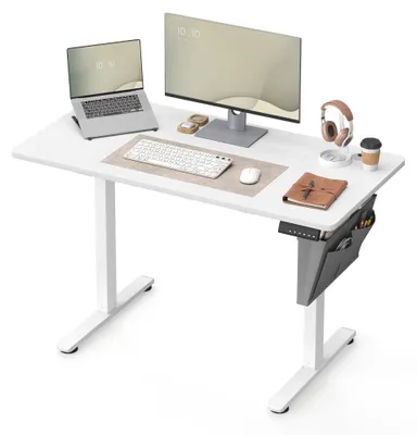 Produktbild von Büroschreibtisch - Elektrisch höhenverstellbarer Sitz-Steh-Tisch - Memory-Funktion - MDF-Tischplatte - Metallgestell - Dunkelkhaki