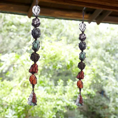 Zdjęcie produktu dla Chakra Stones Decor,Chakra Stones Pendant,Healing Stone Decor,Chakra Natural Stones Decor,Crystals Gemstones Decor