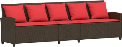 Produktbild von Gartensofa 5-Sitzer mit Kissen Braun Poly Rattan