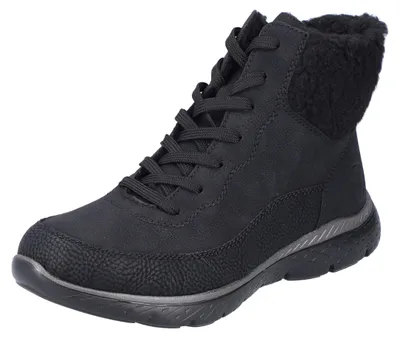 Zdjęcie produktu dla Rieker damskie buty za kostkę zapinane na zamek sznurowane ocieplane sznurowane M5011, rozmiar:39 EU, kolor:Czarny