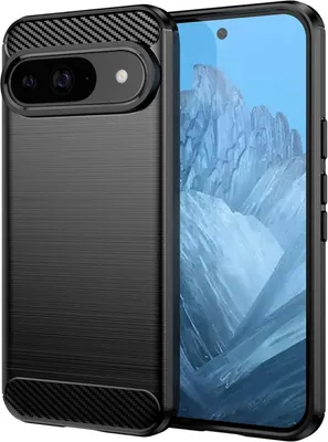 Produktbild von Conie Silikon Schutzhülle für Google Pixel 9 Tasche Case Cover Bumper TPU Carbon Look Hülle in Schwarz