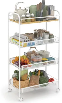 Immagine prodotto di Azomor: carrello da cucina spazioso e versatile a quattro ripiani, ideale per gli spazi ridotti