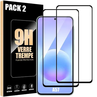 Image de Verre Trempé Intégral pour Samsung Galaxy A57 5G - 2 Protection Anti-Rayures Bordure Noir