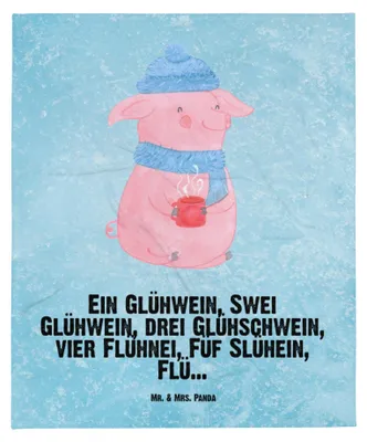 Produktbild von Mr. & Mrs. Panda Kinderwagendecke Schweinchen Glühwein - Eisblau - Geschenk, Plaid, Weihnachten, Weihnachtsmarkt, Fleecedecke, Schlummerdecke, Schmusedecke, Spruch