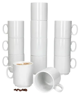 Produktbild von 12er Set Event Kaffeebecher 250ml weiß Porzellan-Tassen stapelbar