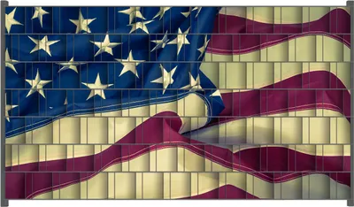 Produktbild von Wallario Zaunsichtschutz mit Motiv Amerikanische Flagge im Wind für Ein- und Doppelstabmatten Zäune in der Größe 250 x 140 cm