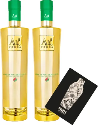 Produktbild von Au Vodka 2er Set Green Watermelon 0,7L (35,2% Vol) 2x aromatisierte Wodka Spirituose grüne Wassermelone- [Enthält Sulfite]