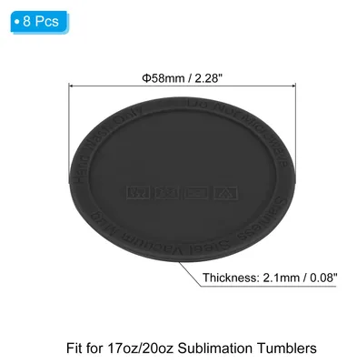 Produktbild von Gummib?den fš¹r Sublimationstumbler, 8 Stš¹ck 58mm Silikon-Selbstklebende Anti-Rutsch-B?den fš¹r Weintumbler Thermosflasche, Schwarz