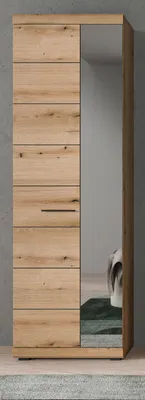 Produktbild von Garderobenschrank "Shawn" in Evoke Eiche Garderobe oder großer Schuhschrank mit Spiegel 62 x 197 cm