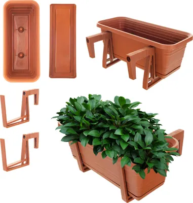 Produktbild von KADAX Balkonkasten Blumentopf Blumentopf 40cm Halterungen Ständer Balkongeländer