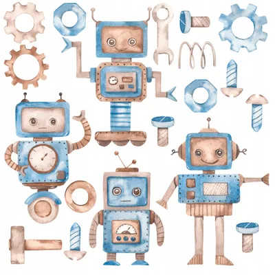 Zdjęcie produktu dla Naklejki na ścianę dla dzieci Świat robotów 75x150cm