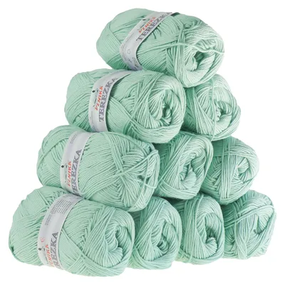 10 x 50g Strickgarn TEREZKA 100% Baumwolle, blassgrün