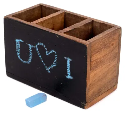 Produktbild von beschriftbare Tafel | Mahagoni Holz, 18x12x10 cm (TxHxB) | rustikaler Stifthalter, Stiftbox, Schreibtisch Organizer
