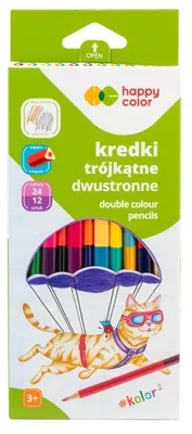 Obrázok produktu pre Trojhranné pastelky Happy Color, 24 farieb, 12 ks