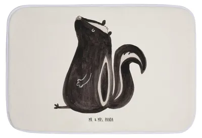 Produktbild von Mr. & Mrs. Panda Badezimmerteppich Stinktier Sitzen - Weiß - Geschenk, Teppich Bad, Büro, Stinki, Raubtier, Badteppich, Spruch, Badläufer, Wildtier, Badvorleger