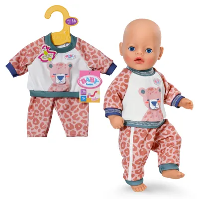 Produktbild von BABY born Jogginganzug mit Dschungelmotiv und Hose im Leo-Muster für 36cm Puppen.