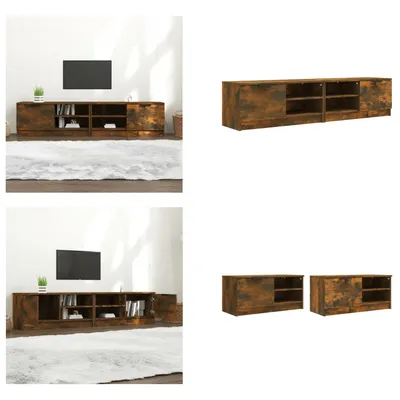 Produktbild von vidaXL TV Schränke 2 Stk. Räuchereiche 80x35x36,5 cm Holzwerkstoff - TV-Schrank - TV-Schränke - TV-Ständer - TV-Möbel