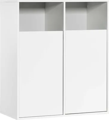 Produktbild von mokebo® Wäscheschrank in Weiß 'Der Wäschehüter', Wäschesortierer mit 2 Fächern, auch als Wäschekorb, Wäschesammler oder Wäschetruhe aus Holz, auch als 95x80x40 fürs Bad oder Schlafzimmer (HxBxT in cm)