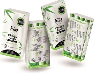 CHUSTECZKI BAMBUSOWE TRZYWARSTWOWE KIESZONKOWE 8 x 10 szt. - CHEEKY PANDA