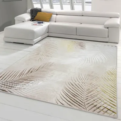 Image de Tapis design avec branches de palmier en or Taille - 120 x 170 cm