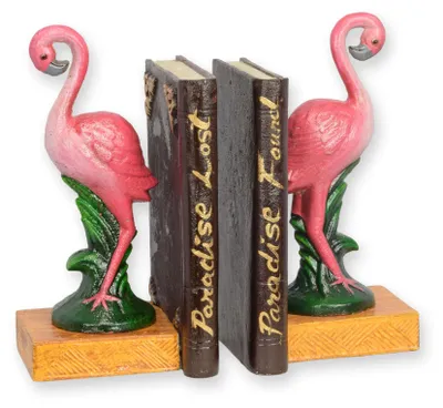 Produktbild von Paar Buchstützen Flamingo Gusseisen Replikat Retro Design Dekoration